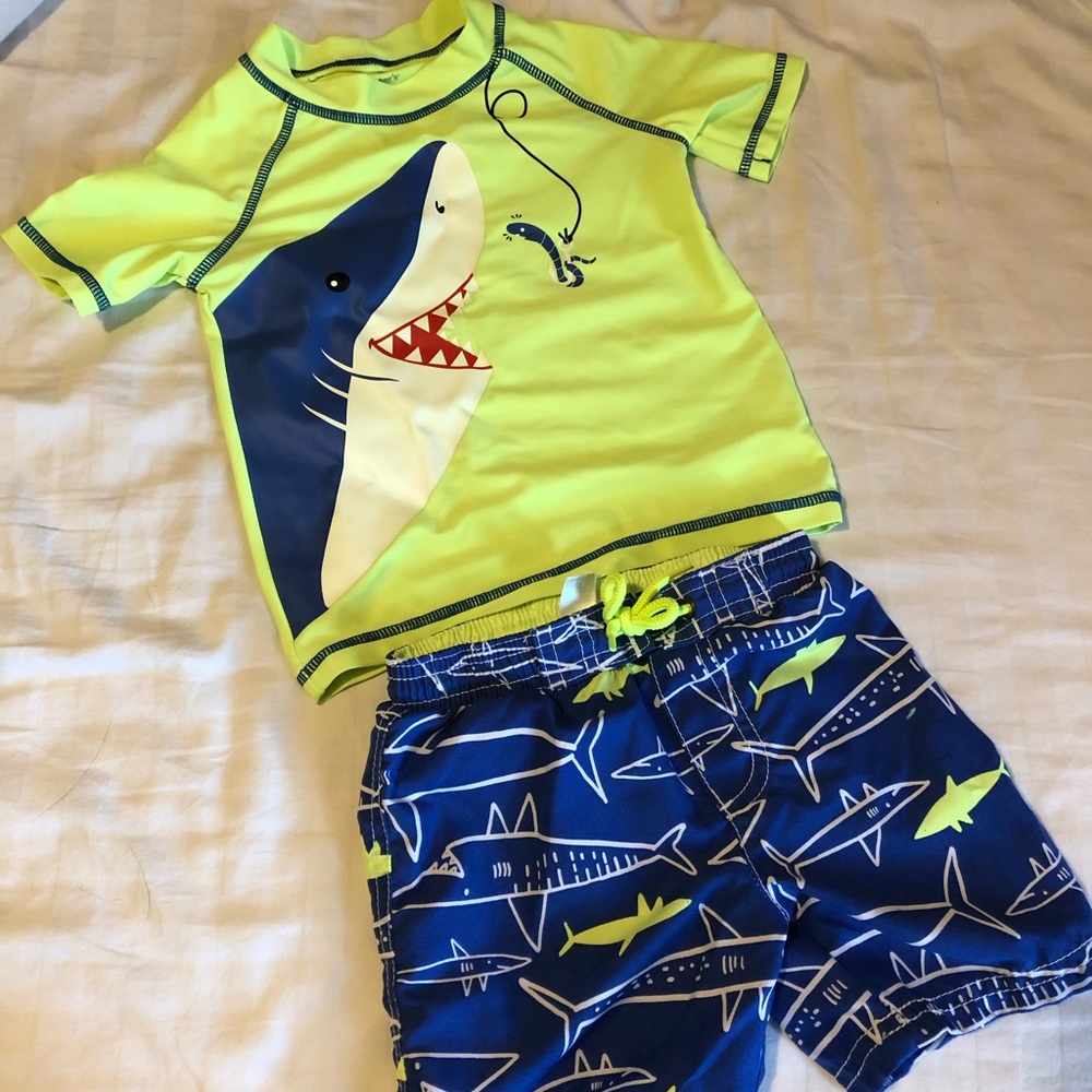 Carters swim set rash guard and trunks 24mo sharks